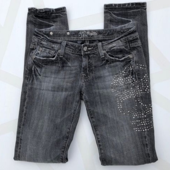 Miss Me Denim - Miss Me Skinny Skull Embellished Jeans Gray 27